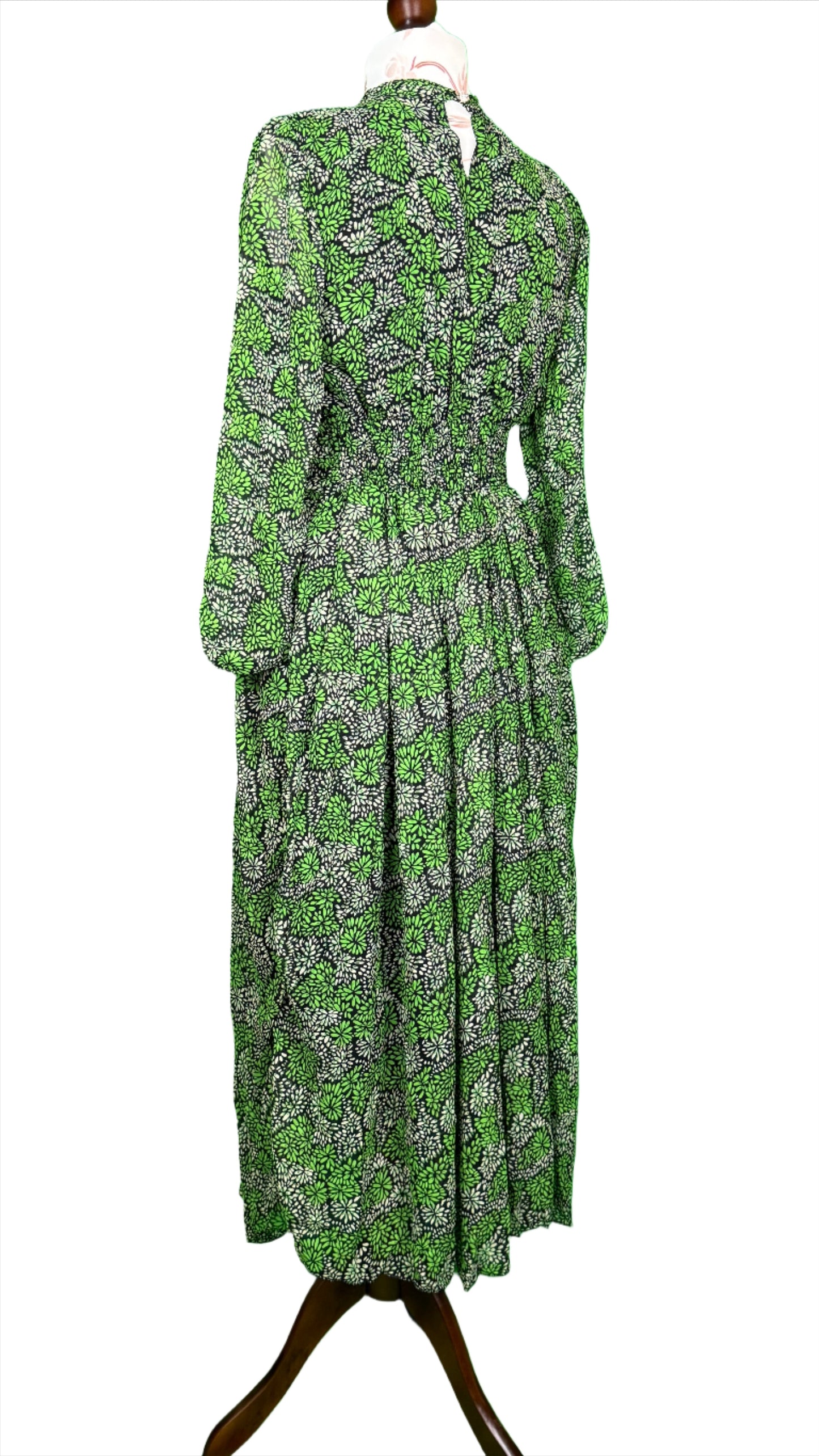 1 Piece - Georgette Elegant Floral Frock Dress 50 inch Flare and Elastic waist belt.