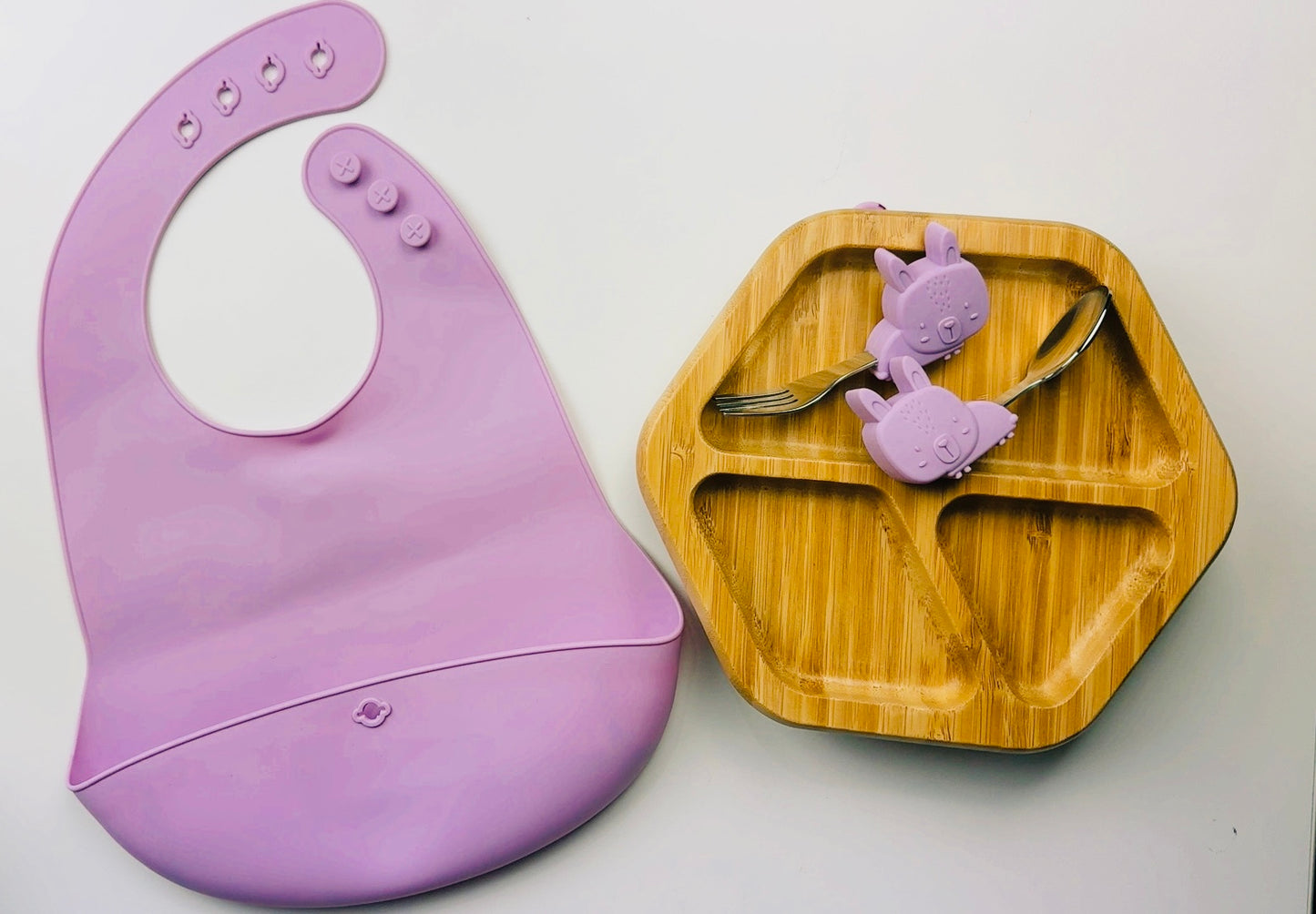 4pcs Bamboo Bowl & Plate with Silicone Suction, 2024 Hot Sells Baby Utensils
