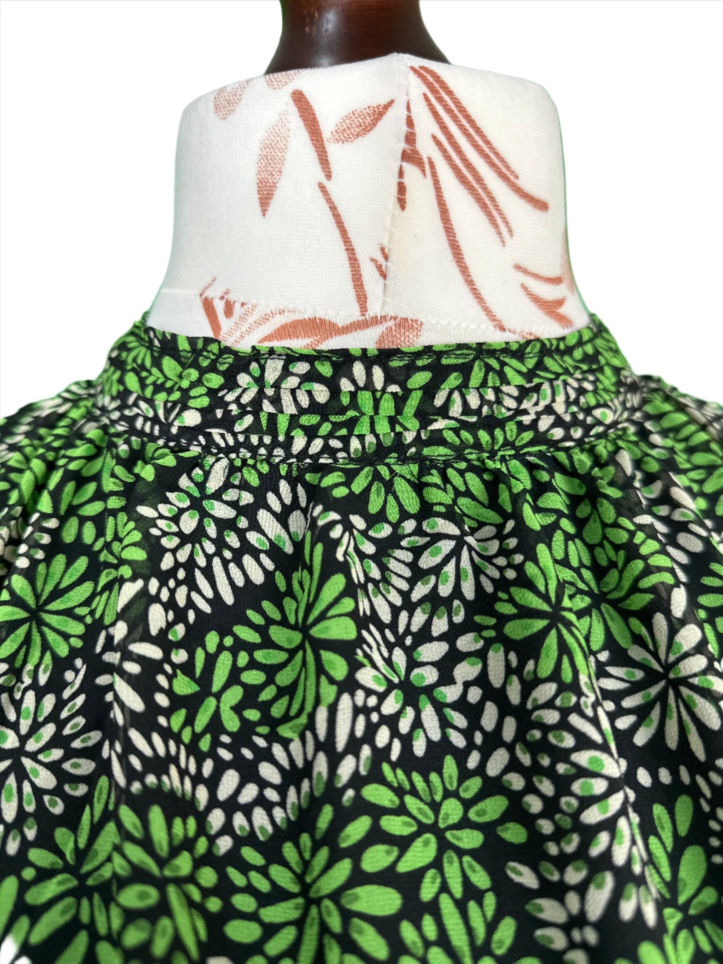1 Piece - Georgette Elegant Floral Frock Dress 50 inch Flare and Elastic waist belt.