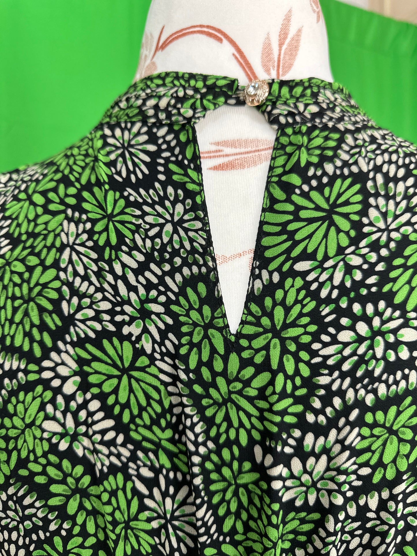 1 Piece - Georgette Elegant Floral Frock Dress 50 inch Flare and Elastic waist belt.