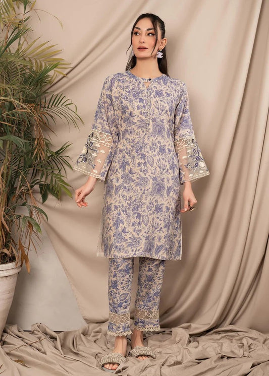 2 Piece Beautiful Printed with Embroidery